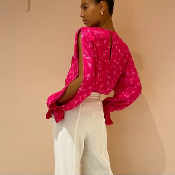 Acler Evanston Satin Blouse In Pink - Picture 12 of 13